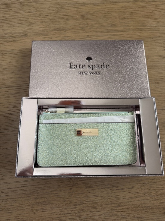 kate spade Handbags - kate spade New York Glitter Zip Pouch in Mint